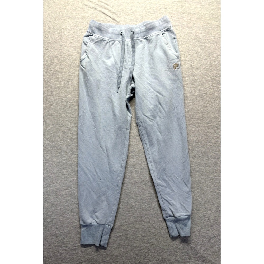 Fila Sweatpants Men Medium Light Blue Cotton Drawstring Tapered Leg Gym Training